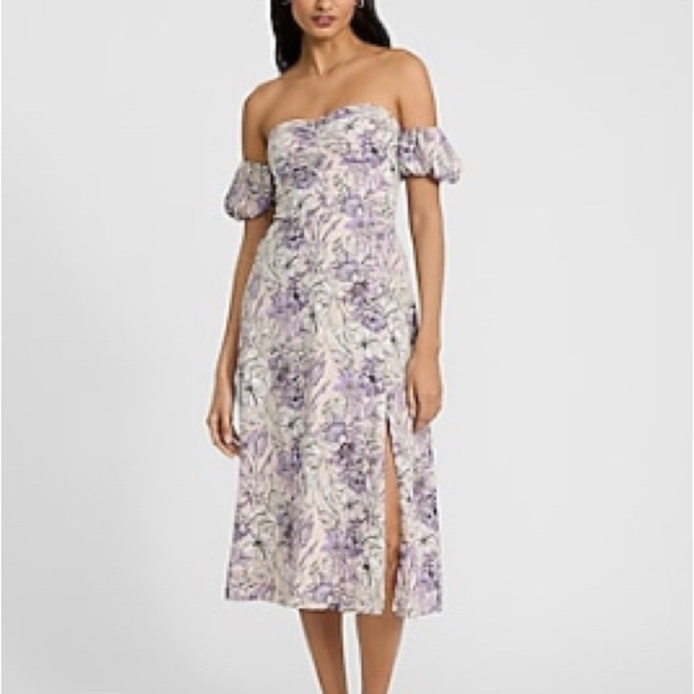 Express Strapless Purple Floral Dress